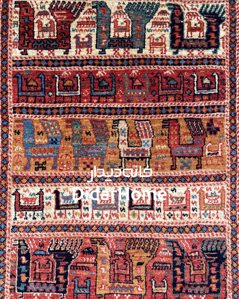 فرش دستباف قشقایی طرح محرمات ذرع و نیم