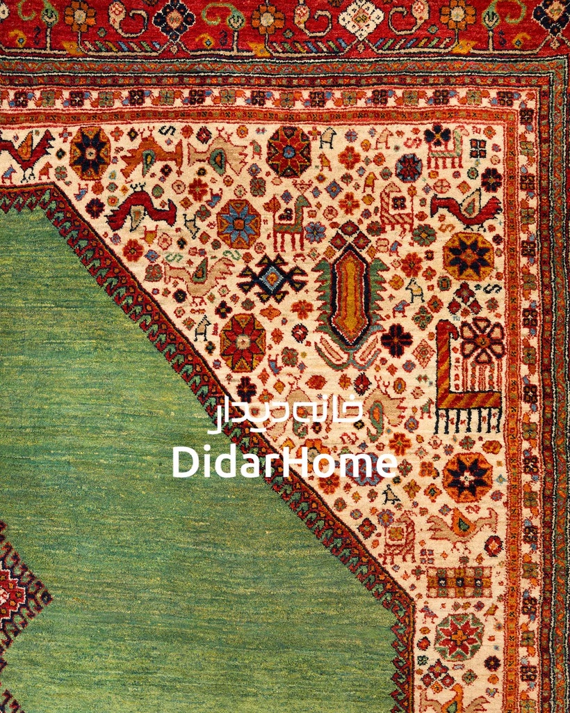 فرش دستباف قشقایی طرح ترنجی نه متری