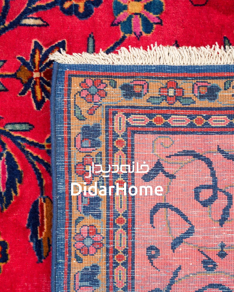 فرش دستباف آنتیک کاشان طرح محرابی سه متری