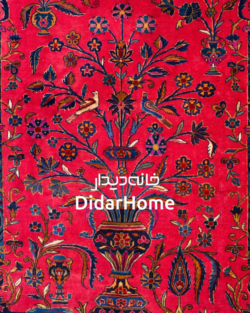 فرش دستباف آنتیک کاشان طرح محرابی سه متری