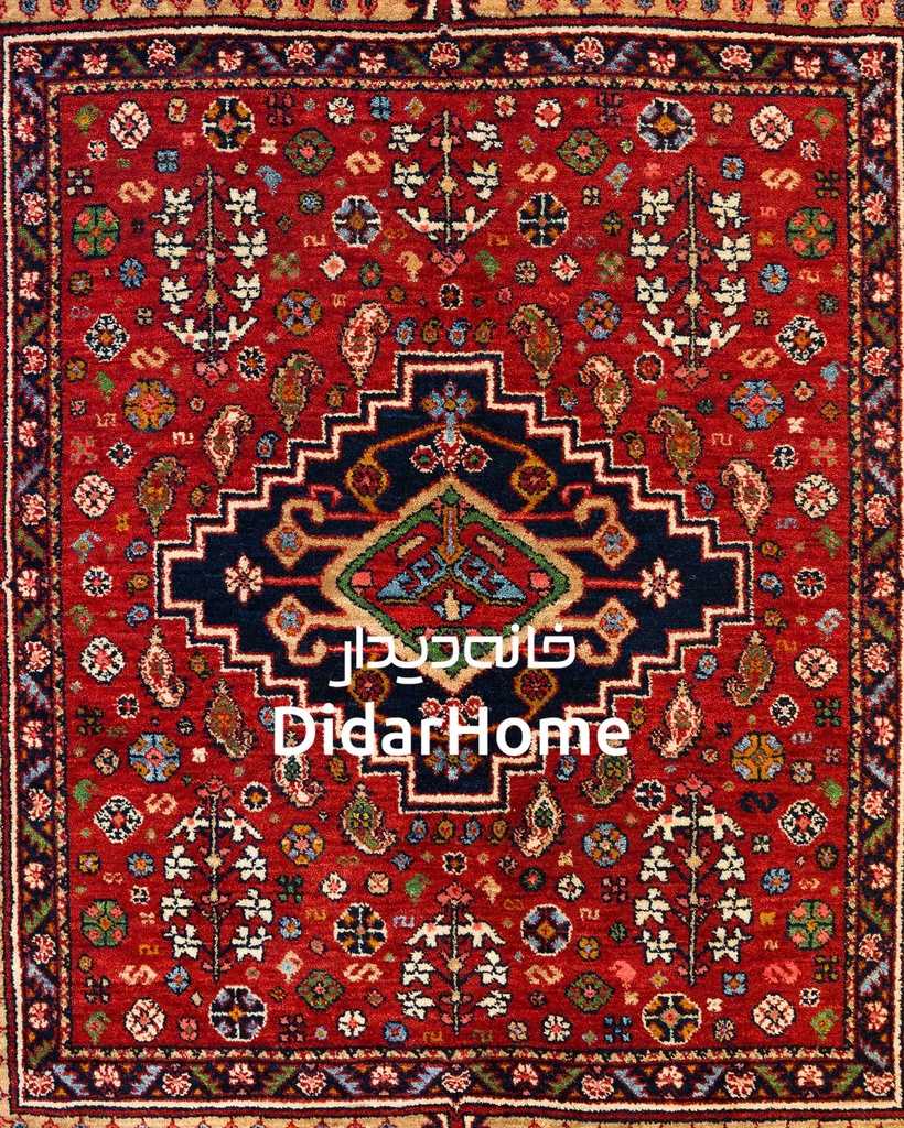 فرش دستباف قشقایی طرح ترنجی چهار متری