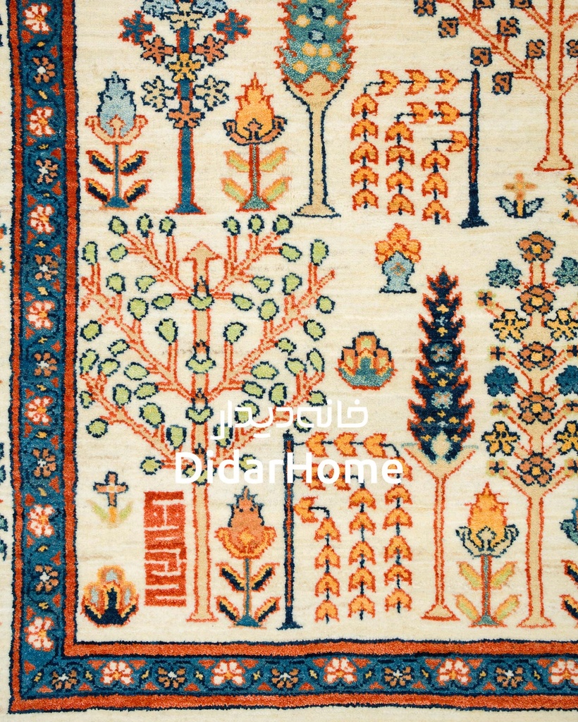 فرش دستباف محل طرح درخت زندگی شش متری