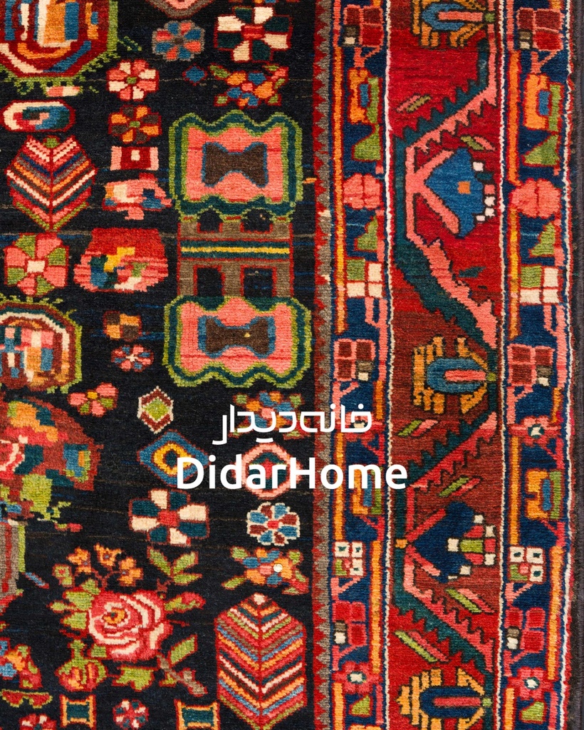 فرش دستباف آنتیک بختیاری طرح ترنجی شش متری