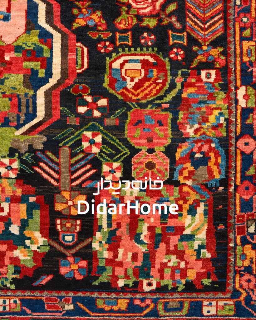 فرش دستباف آنتیک بختیاری طرح ترنجی شش متری