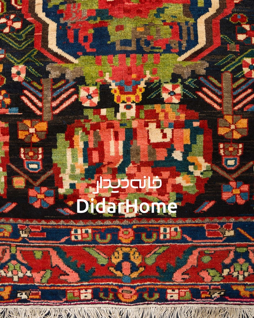 فرش دستباف آنتیک بختیاری طرح ترنجی شش متری