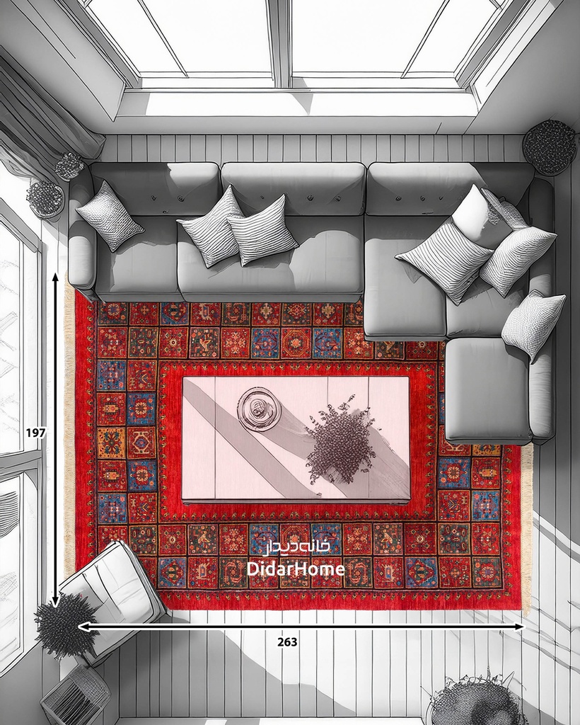 فرش دستباف قشقایی طرح کفساده شش متری