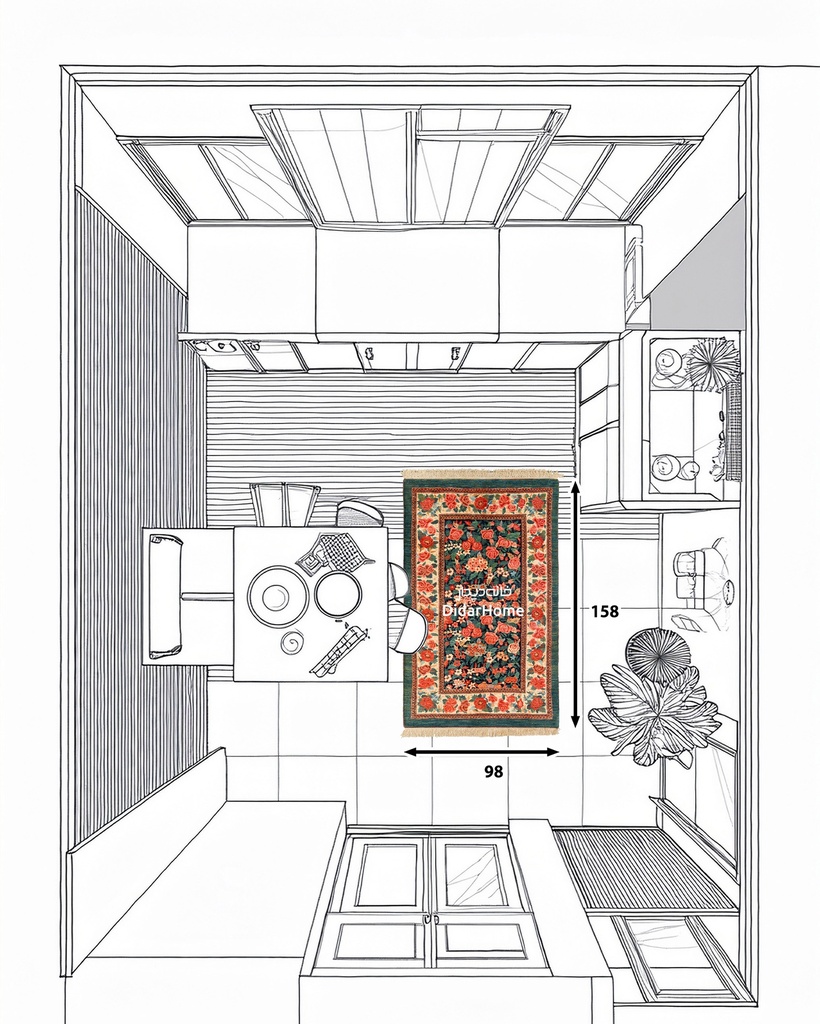 فرش دستباف بیجار طرح هزارگل ذرع و نیم