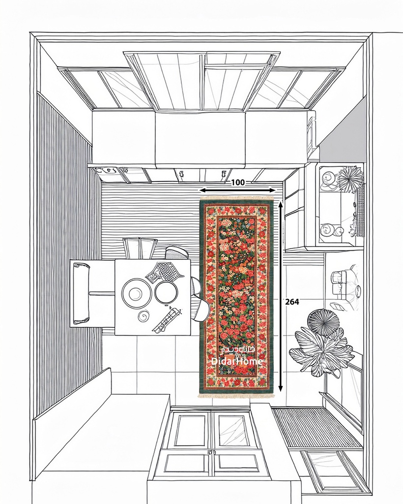 کناره دستباف بیجار طرح هزارگل