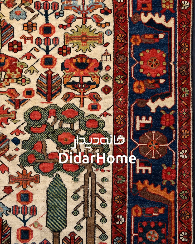 فرش دستباف آنتیک بختیاری طرح ترنجی شش متری