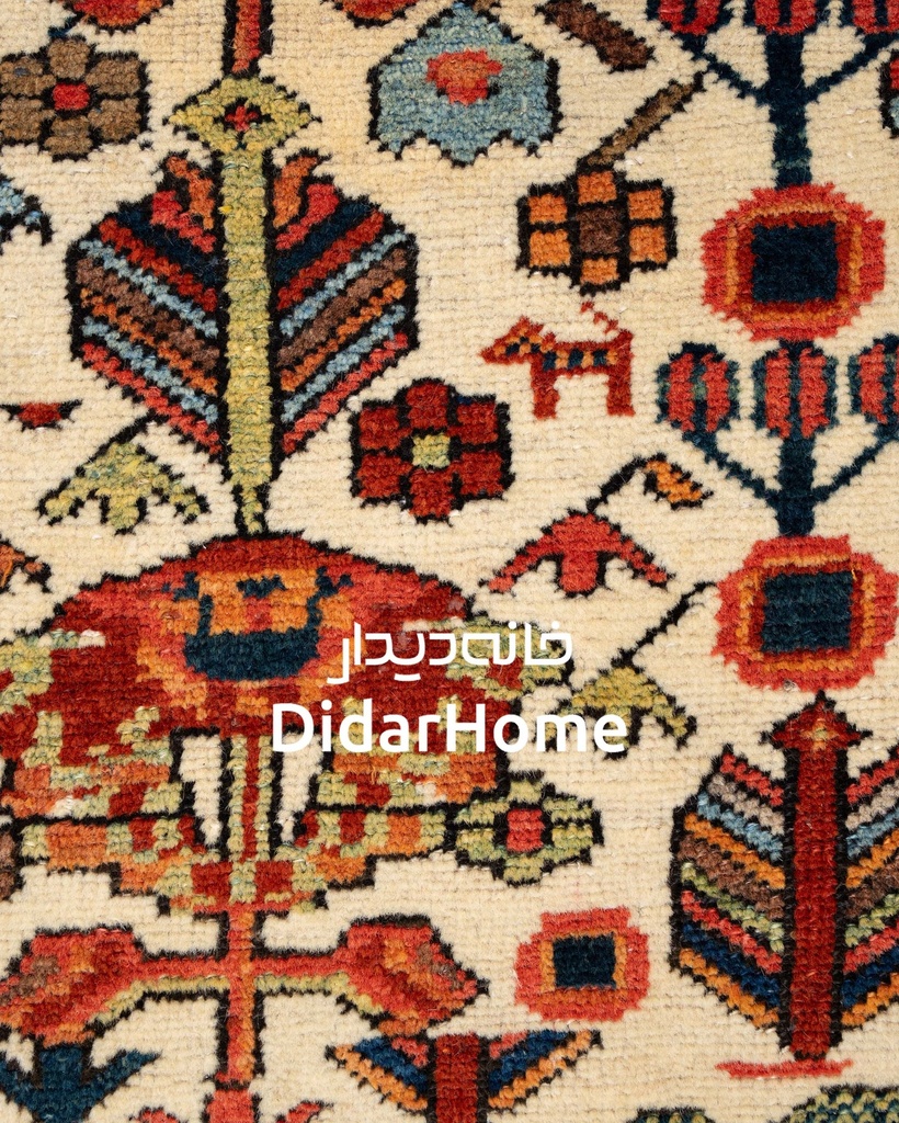 فرش دستباف آنتیک بختیاری طرح ترنجی شش متری