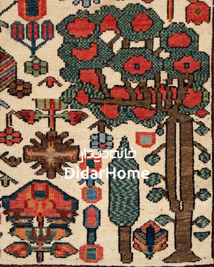 فرش دستباف آنتیک بختیاری طرح ترنجی شش متری