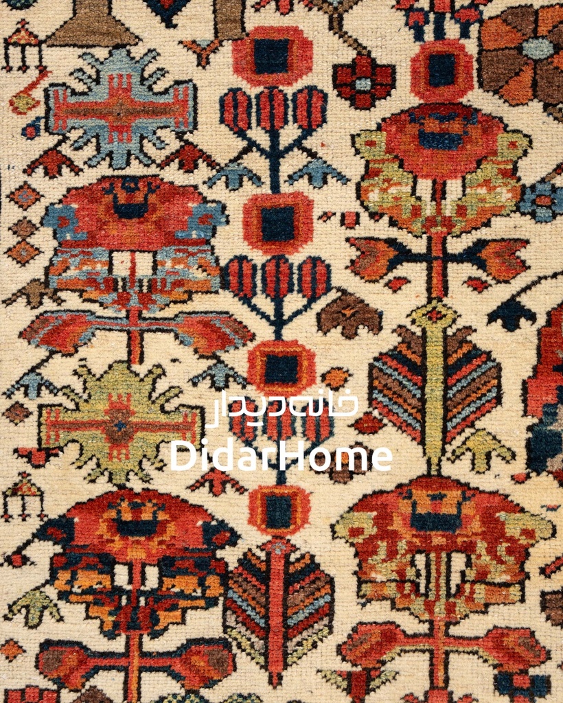 فرش دستباف آنتیک بختیاری طرح ترنجی شش متری