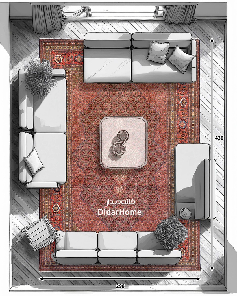 فرش دستباف آنتیک سراب طرح ترنجی دوازده متری