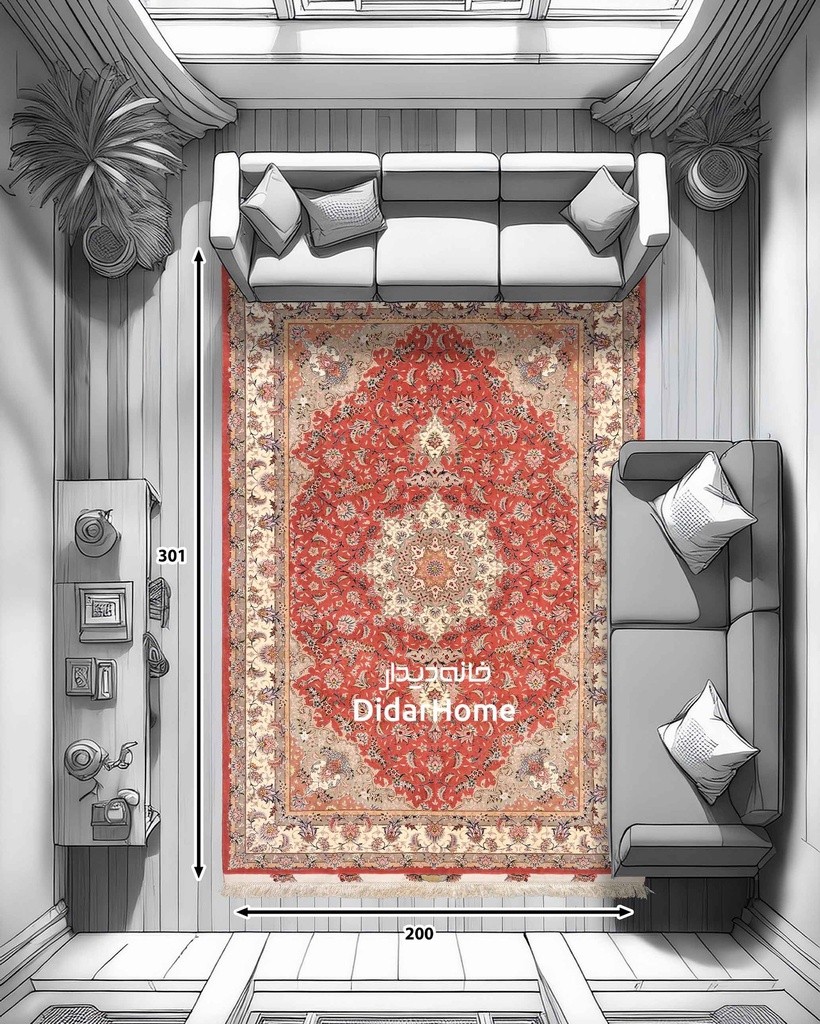 فرش دستباف تبریز طرح تقی زاده ۵۰ رج شش متری