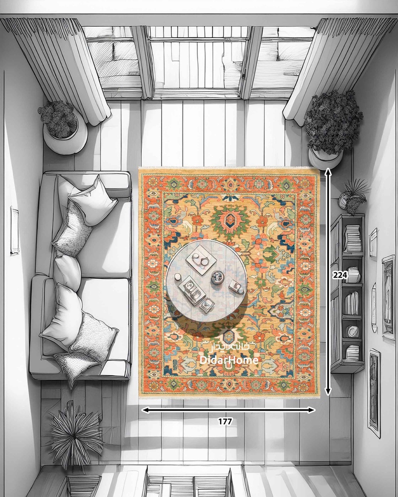 فرش دستباف هریس طرح افشان چهار متری