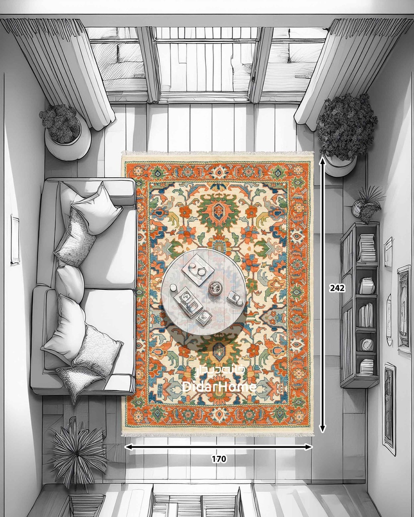 فرش دستباف هریس طرح افشان چهار متری