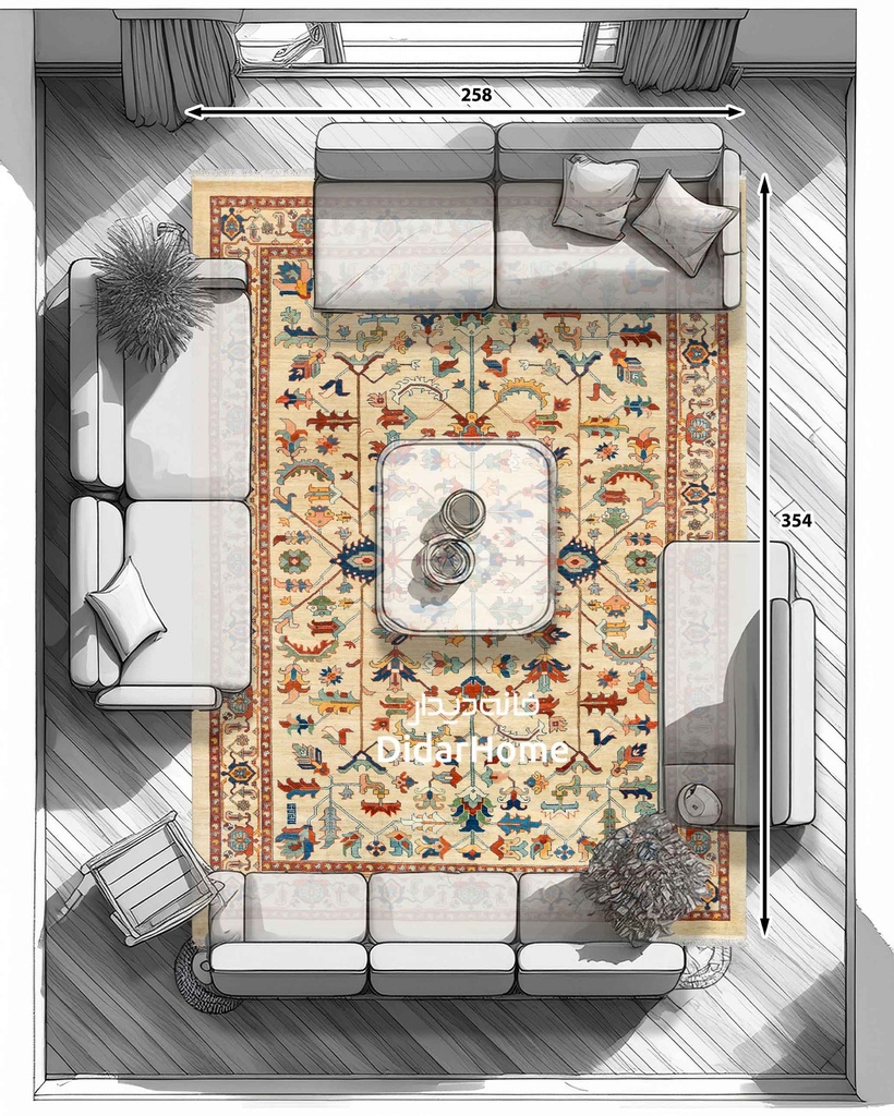 فرش دستباف هریس طرح افشان نه متری