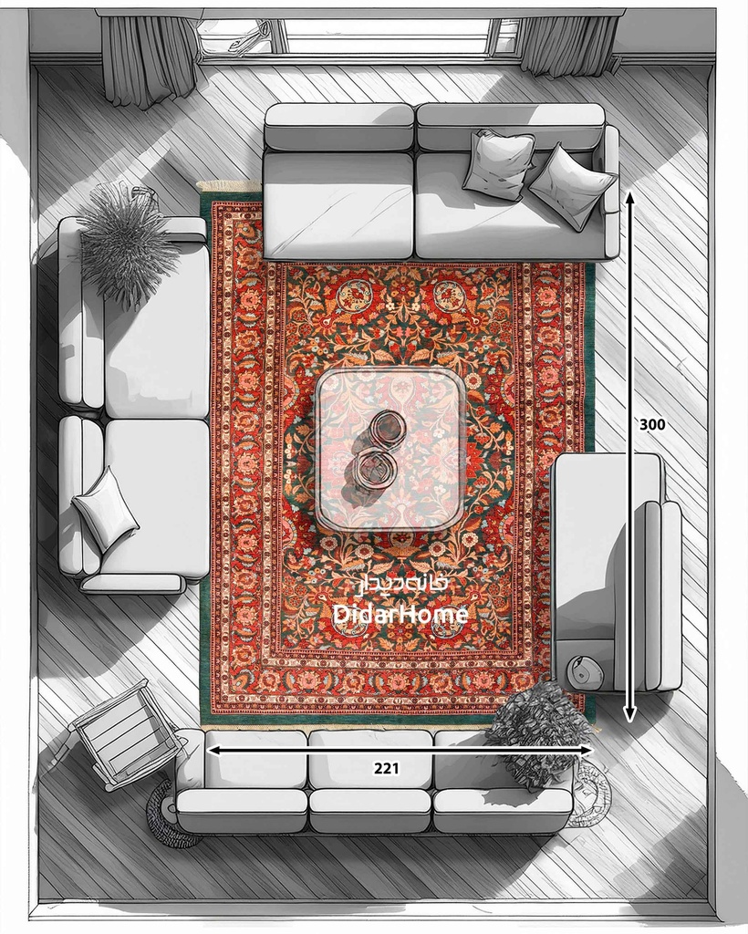 فرش دستباف بیجار طرح افشان شش متری