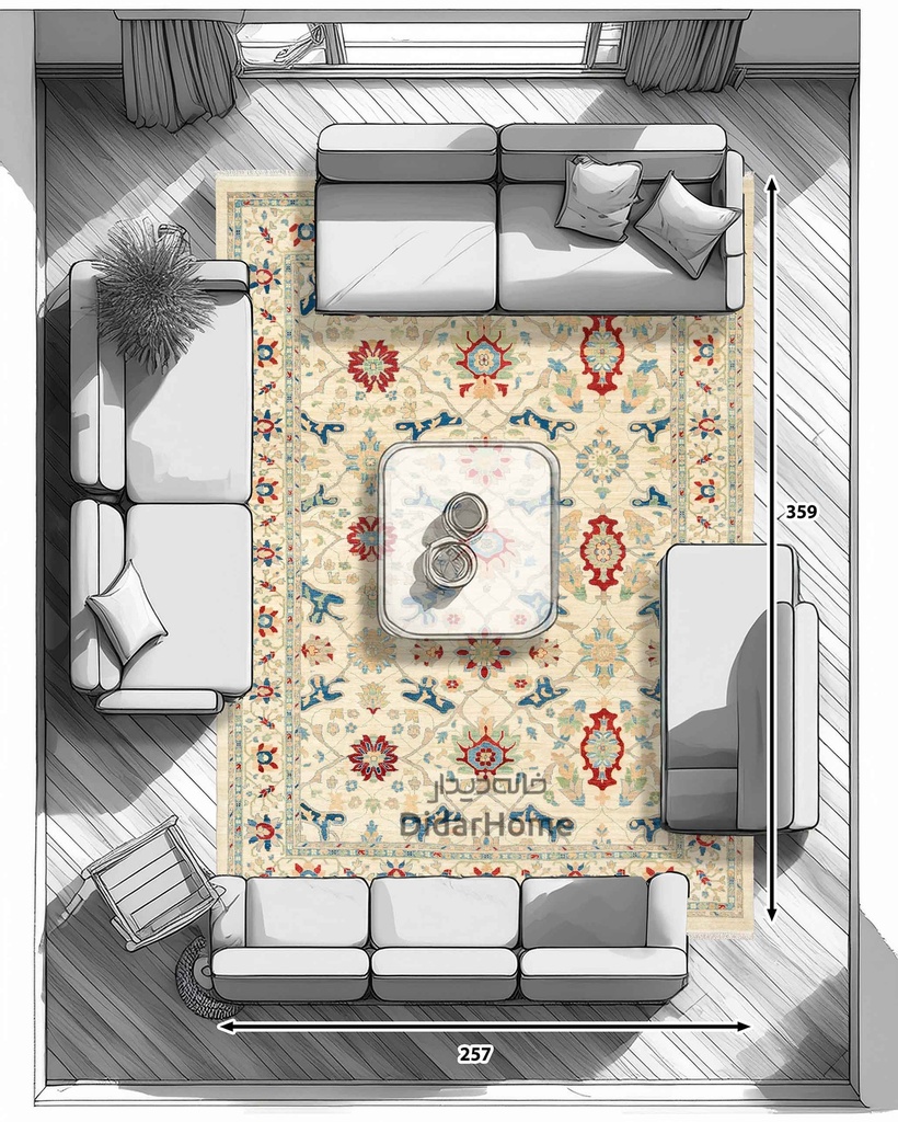 فرش دستباف سلطان آباد طرح افشان نه متری