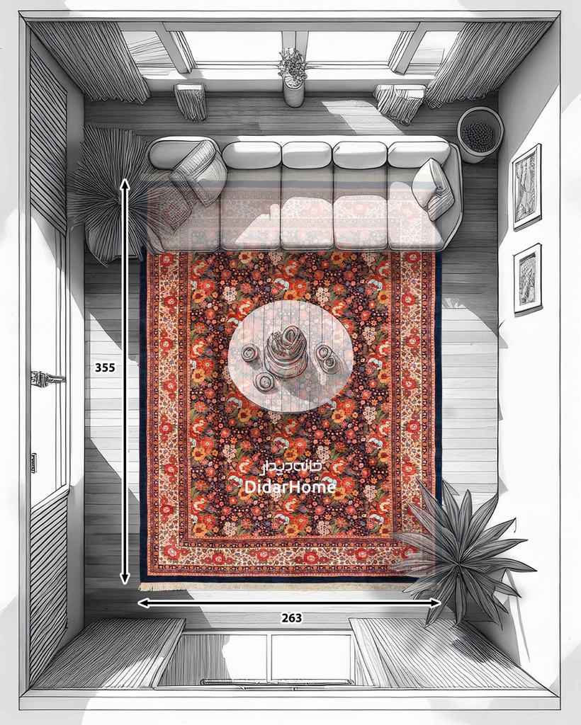 فرش دستباف بیجار طرح افشان نه متری