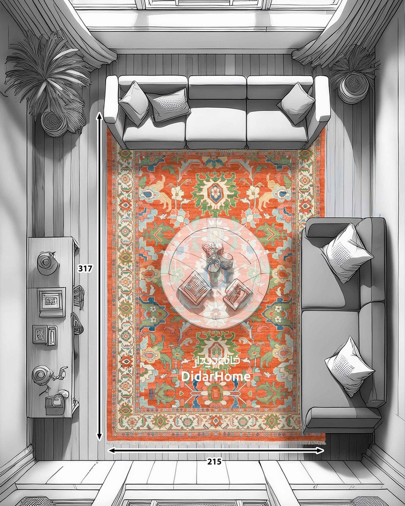 فرش دستباف هریس طرح افشان شش متری