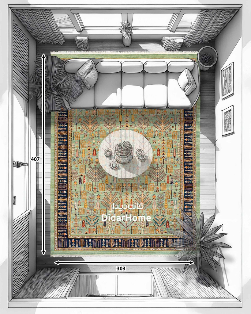 فرش دستباف قشقایی طرح درخت زندگی دوازده متری