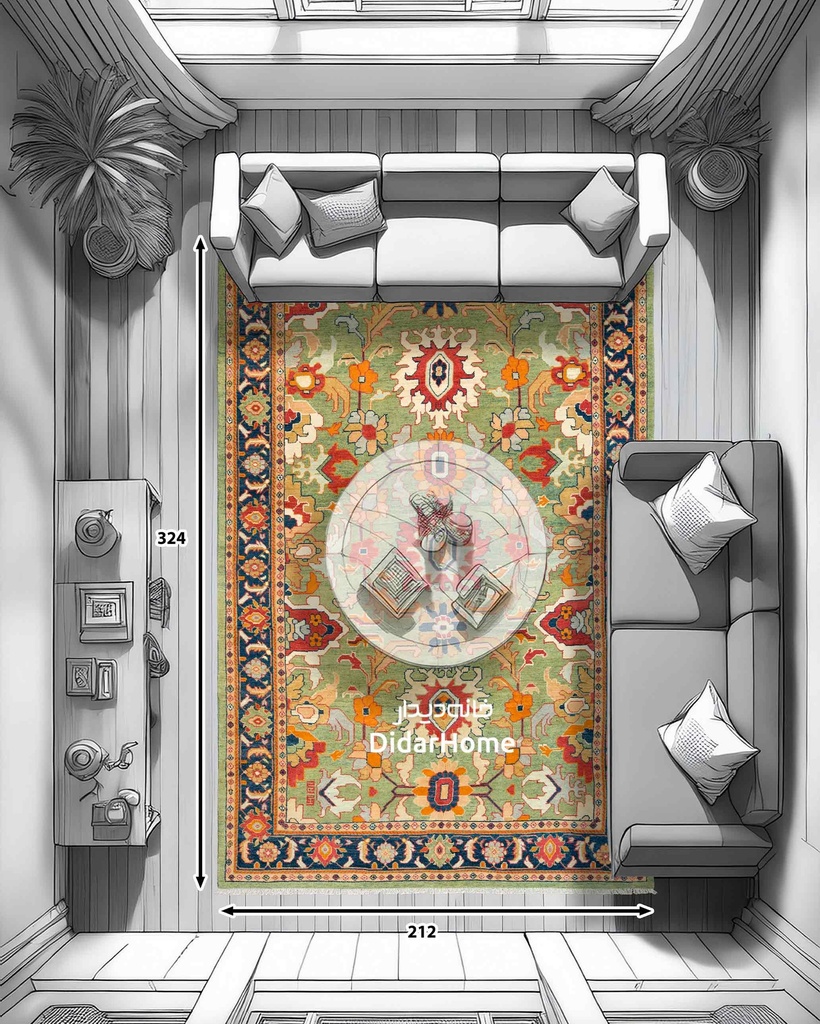 فرش دستباف هریس طرح افشان شش متری