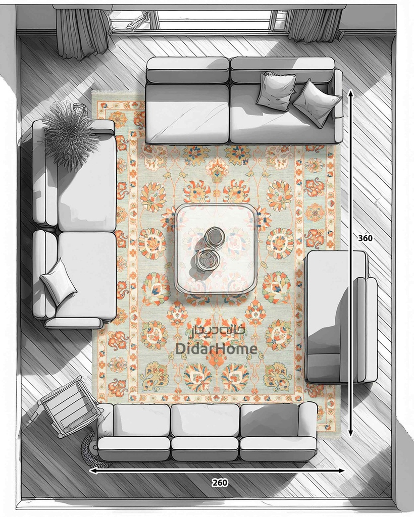 فرش دستباف سلطان آباد طرح افشان نه متری (زیگلر محل)