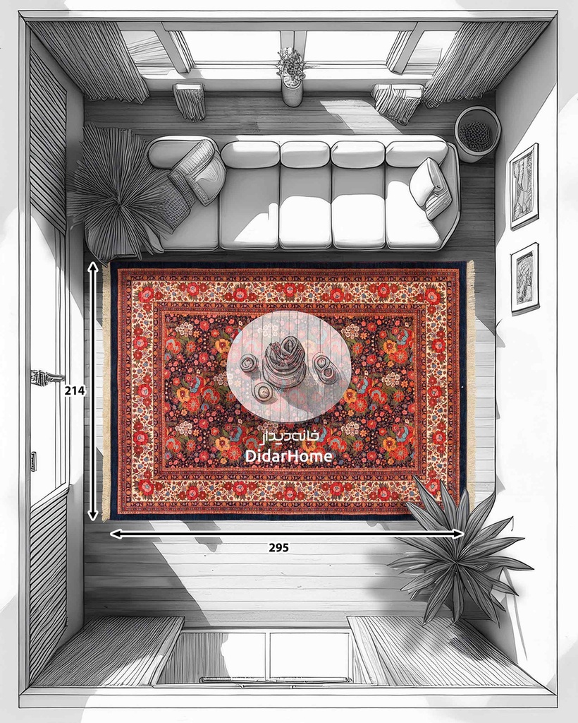 فرش دستباف بیجار طرح افشان شش متری