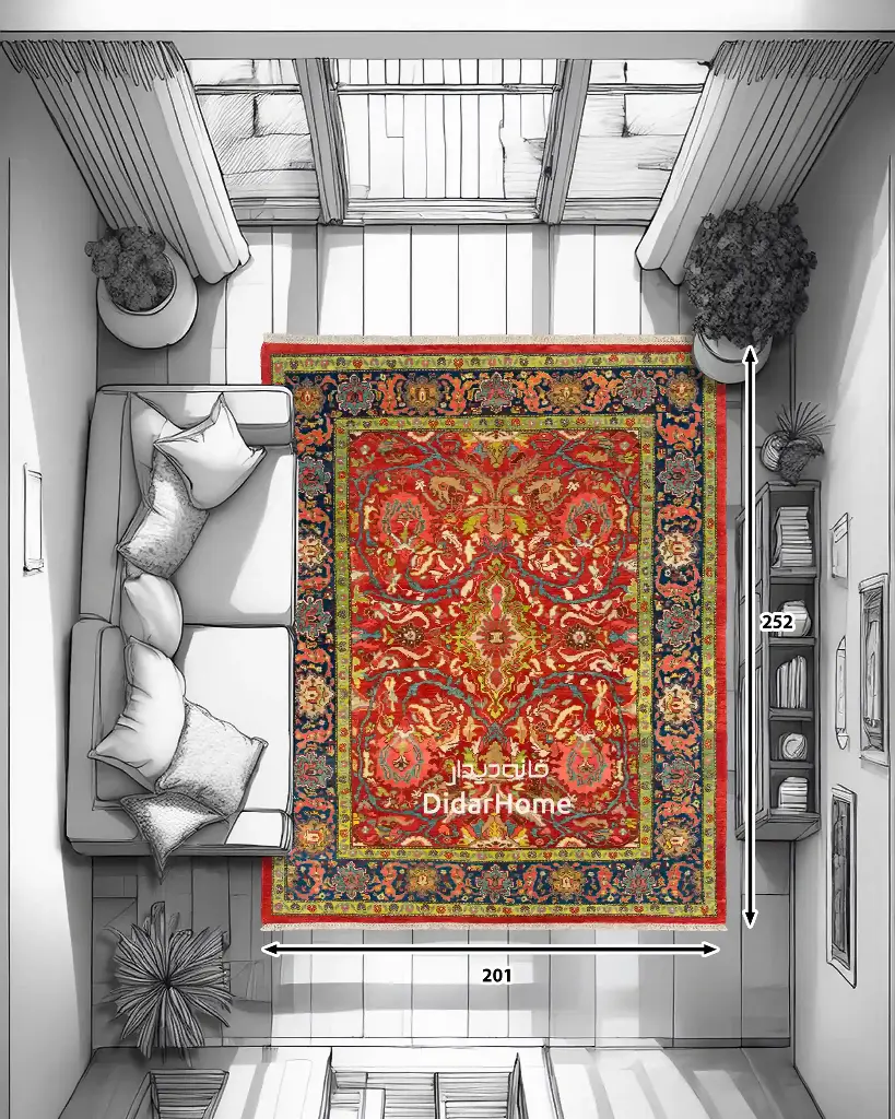 فرش دستباف محل طرح ترنجی شش متری