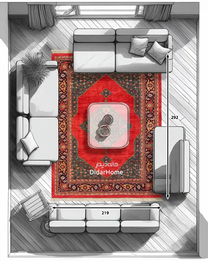 فرش دستباف بیجار طرح ترنجی شش متری