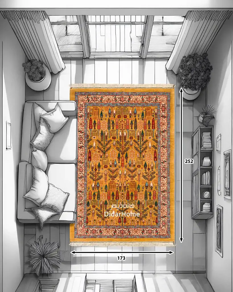 فرش دستباف بیجار طرح درخت زندگی چهار متری