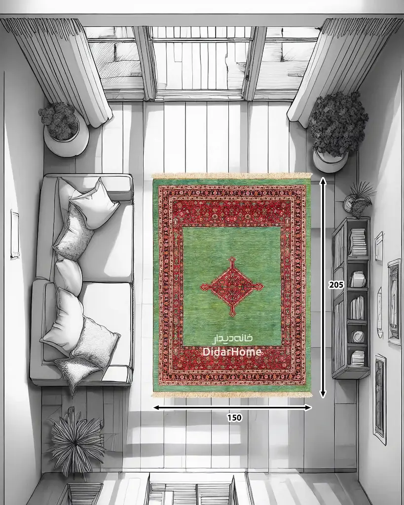 فرش دستباف قشقایی طرح ترنجی سه متری