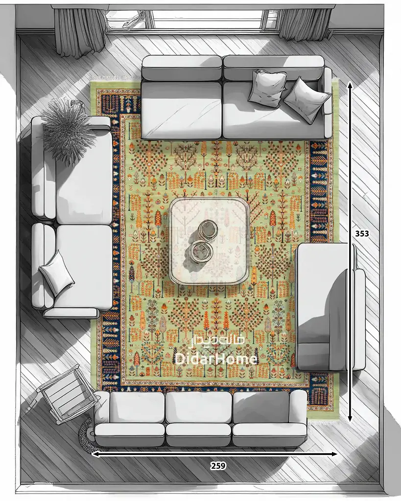 فرش دستباف قشقایی طرح درخت زندگی نه متری
