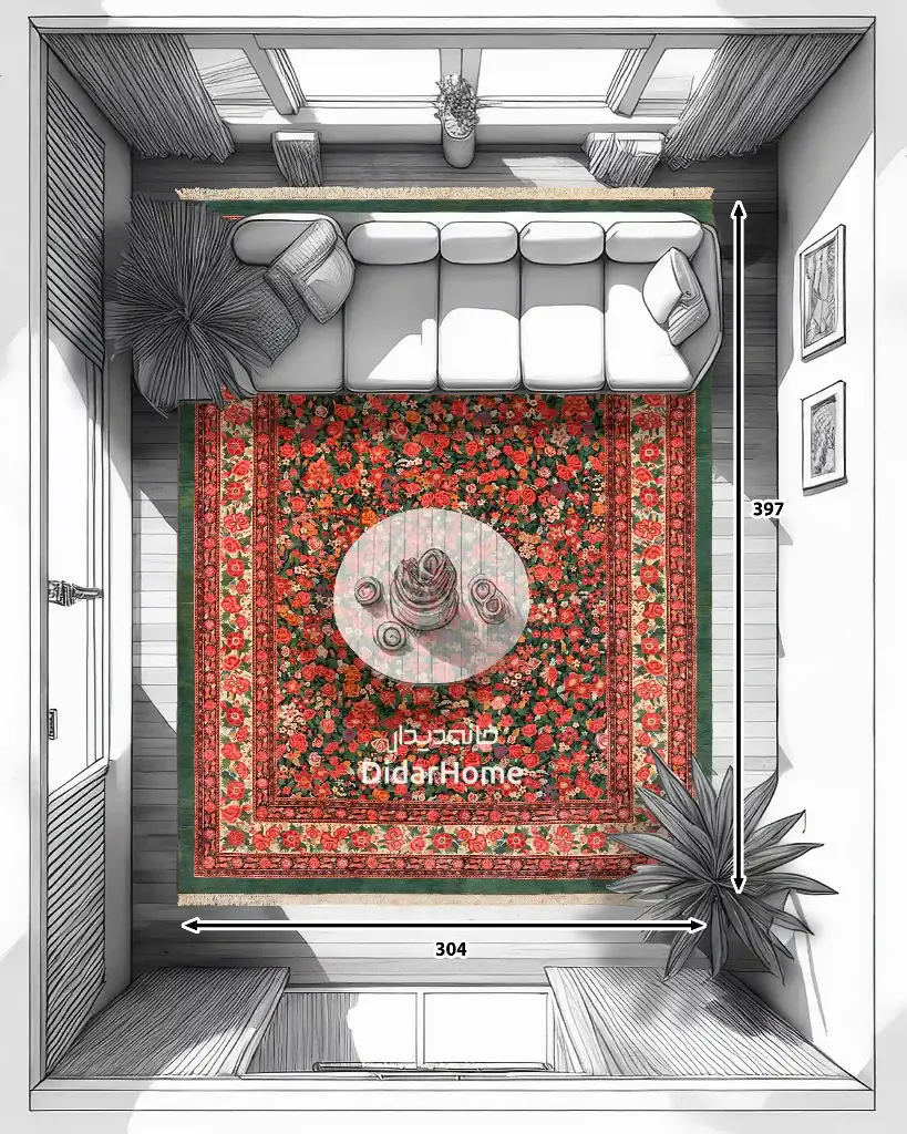 فرش دستباف بیجار طرح هزارگل دوازده متری