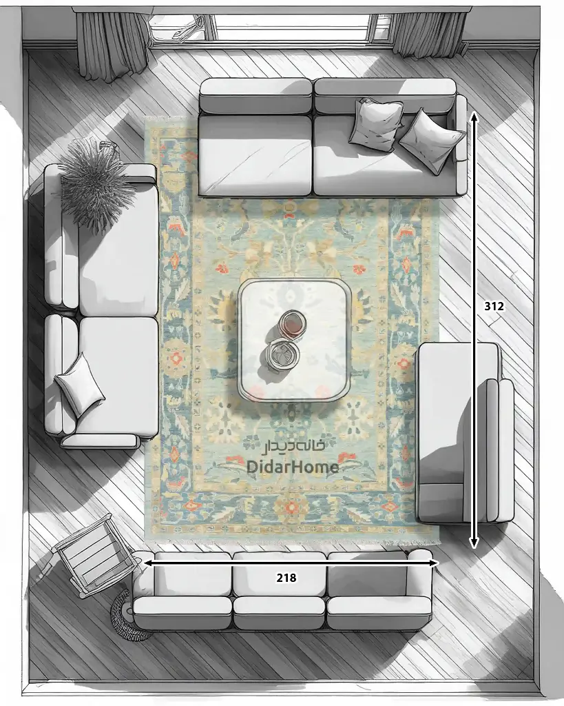 فرش دستباف سلطان آباد طرح افشان شش متری (زیگلر محل)