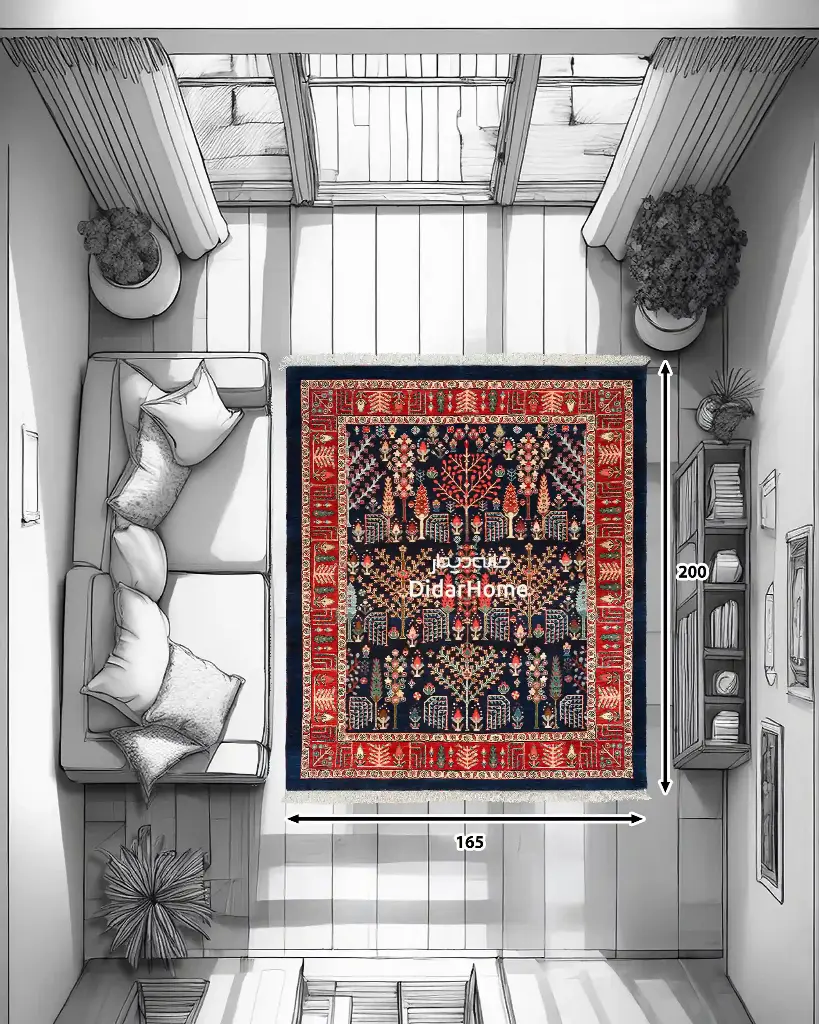 فرش دستباف قشقایی طرح درخت زندگی سه متری