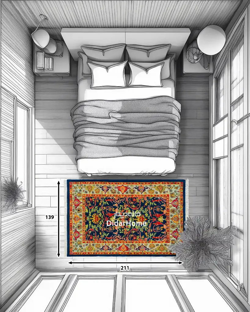 فرش دستباف بیجار گروس طرح افشان سه متری