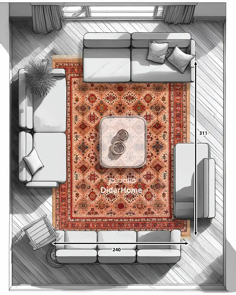 فرش دستباف قشقایی طرح خشتی نه متری