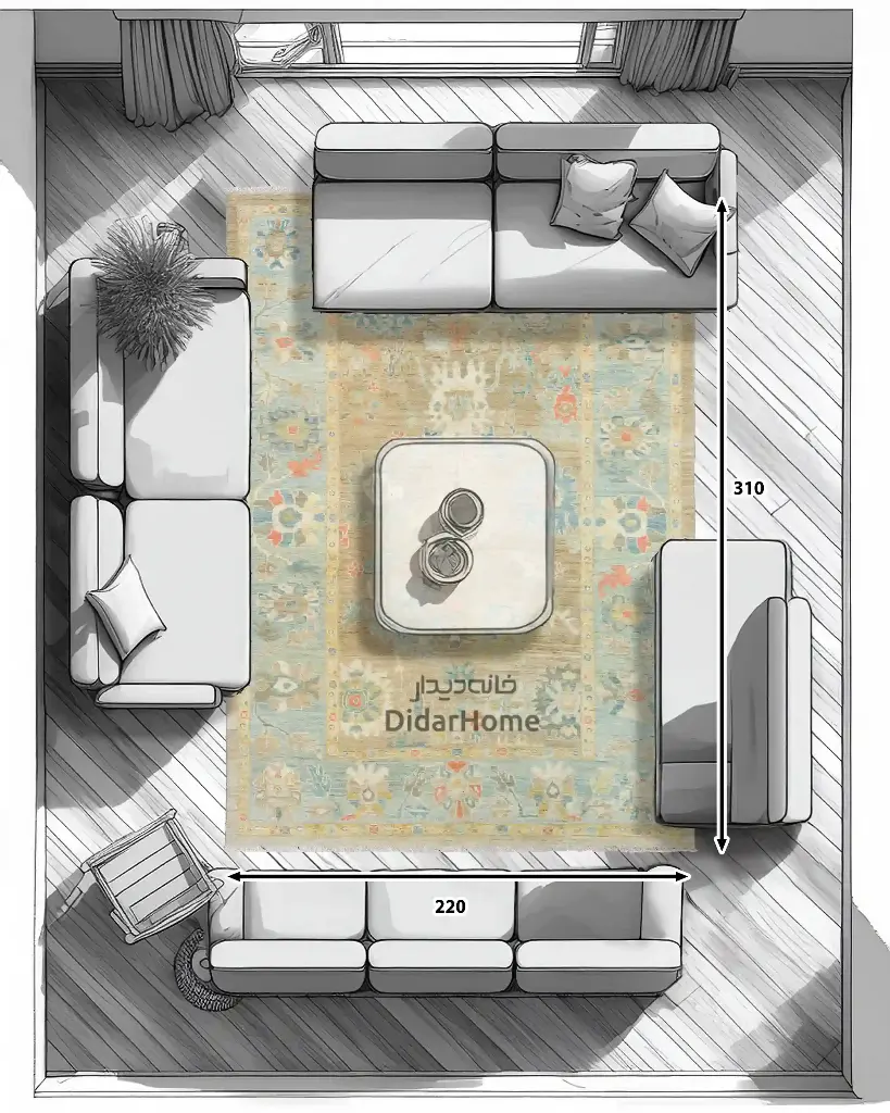 فرش دستباف سلطان آباد طرح افشان شش متری (زیگلر محل)