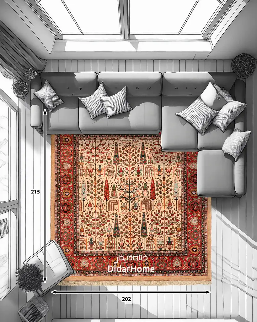 فرش دستباف بیجار طرح درخت زندگی چهار متری