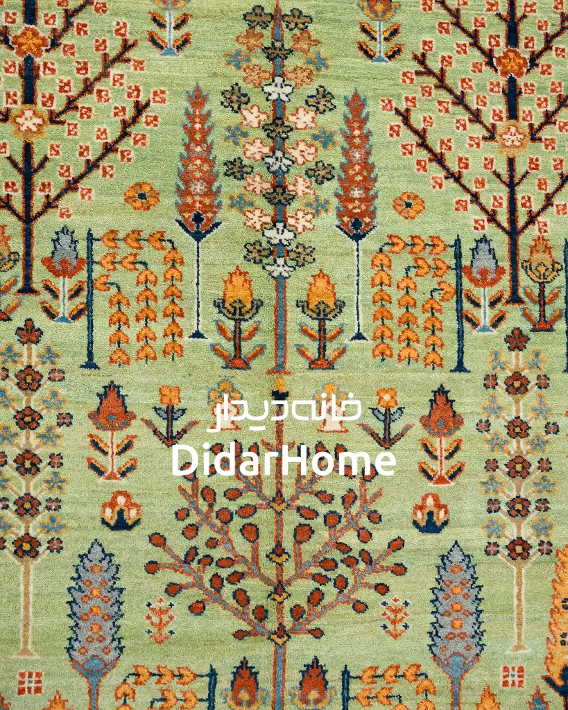 فرش دستباف قشقایی طرح درخت زندگی نه متری