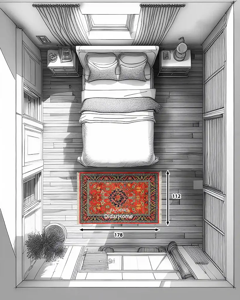 فرش دستباف بیجار طرح ترنجی ریزباف ذرع و نیم