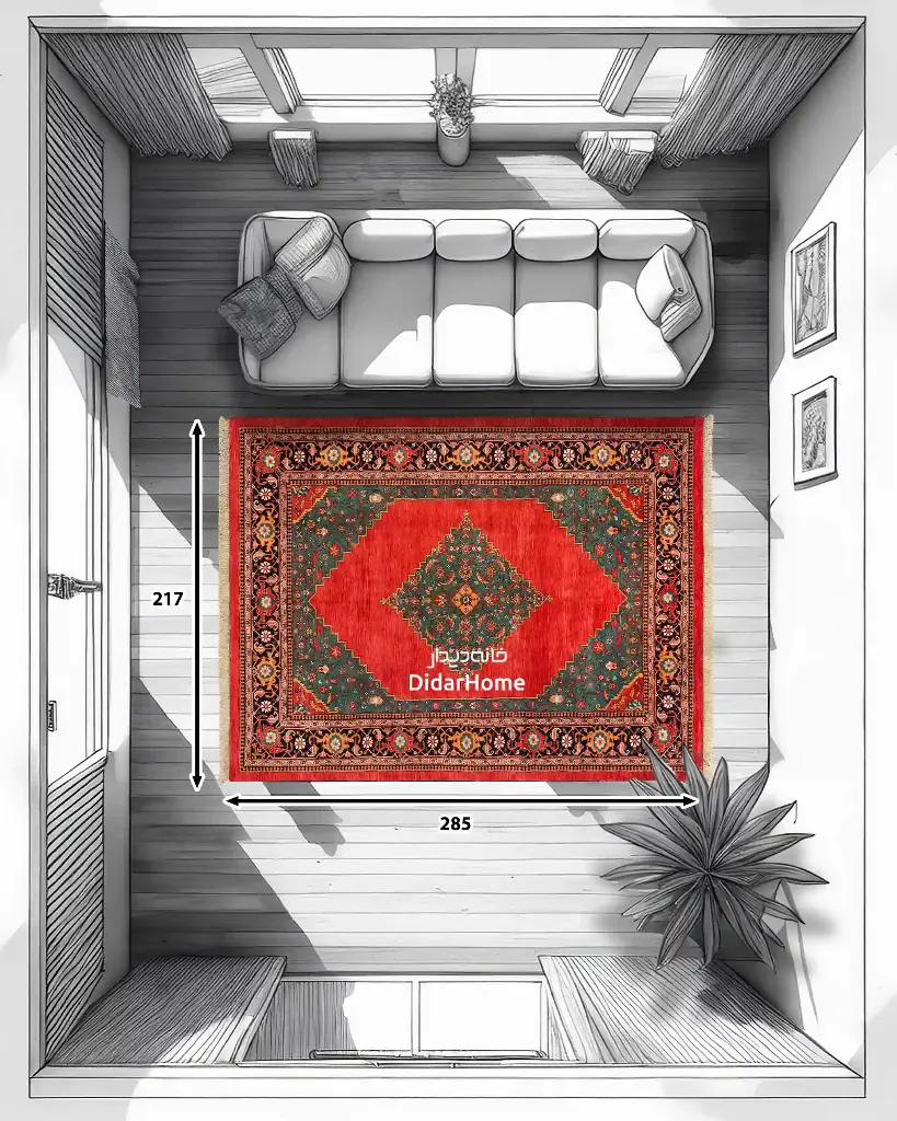 فرش دستباف بیجار طرح ترنجی شش متری