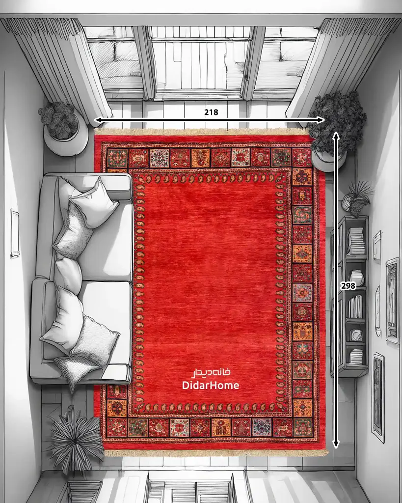 فرش دستباف قشقایی طرح کفساده شش متری