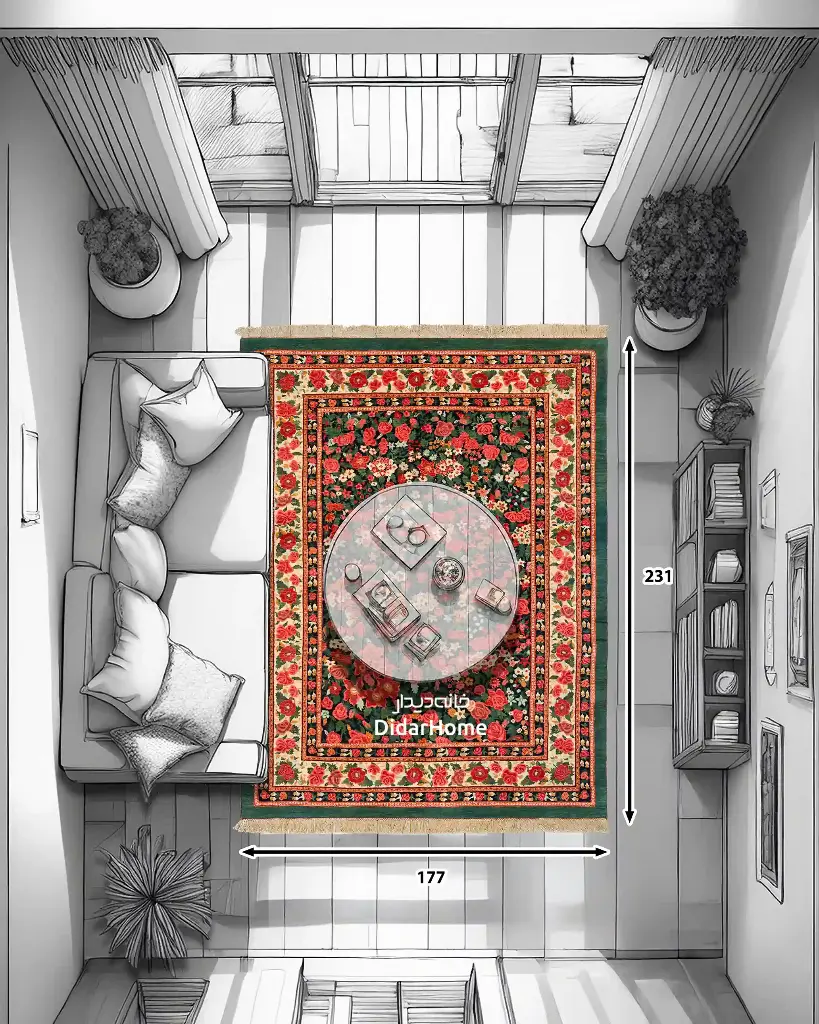 فرش دستباف بیجار طرح هزارگل چهار متری