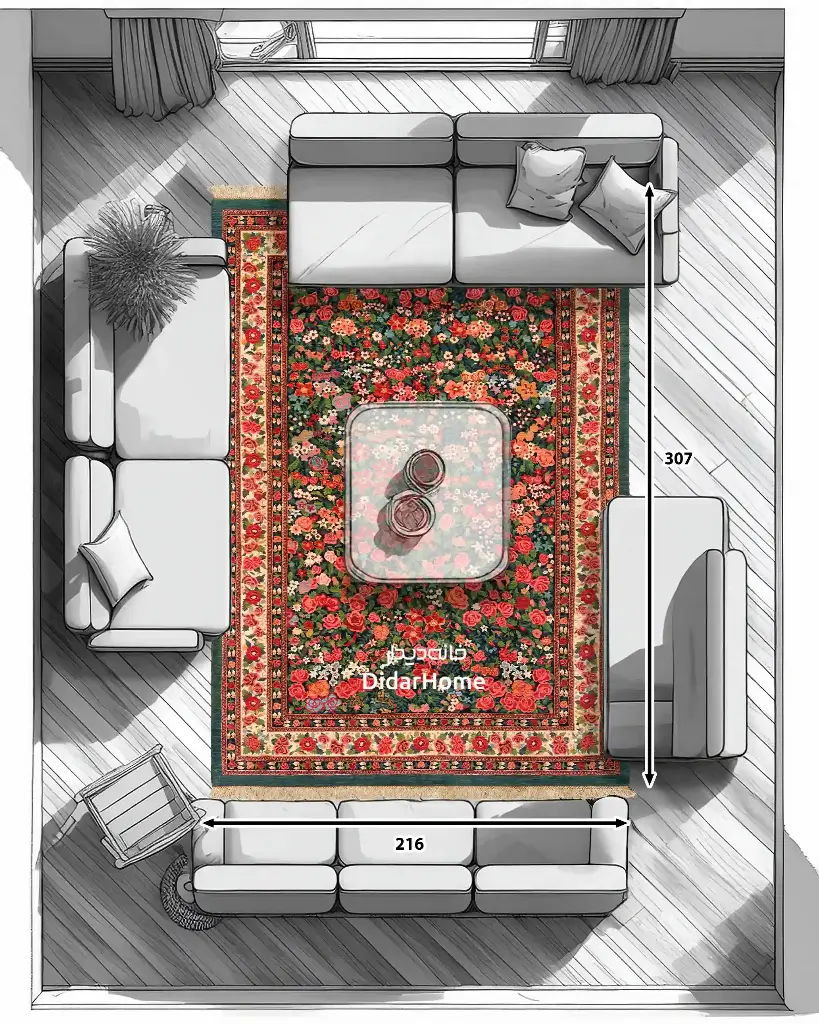 فرش دستباف بیجار طرح هزارگل شش متری