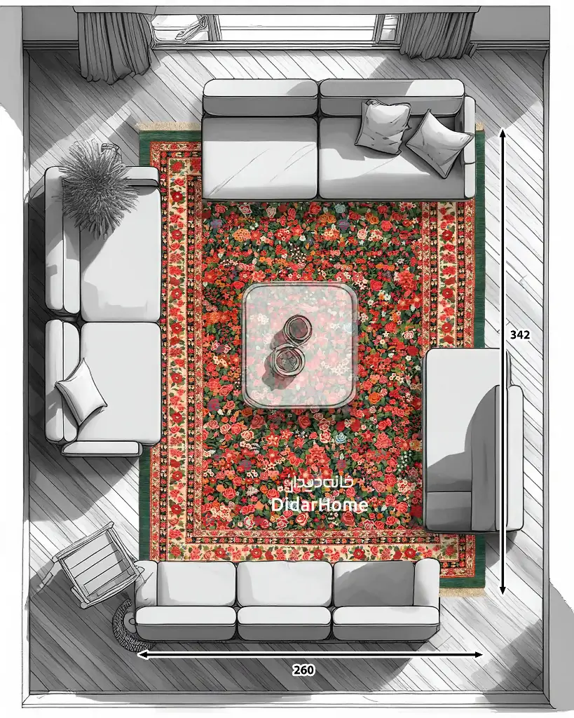 فرش دستباف بیجار طرح هزارگل نه متری