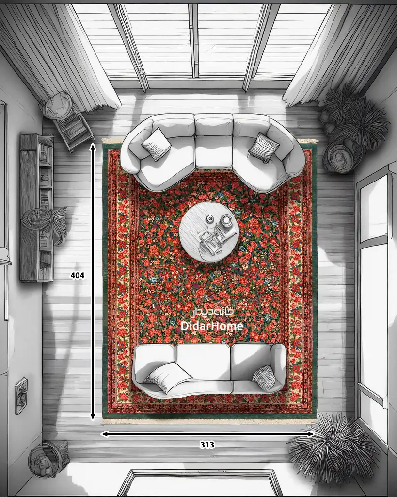 فرش دستباف بیجار طرح هزارگل دوازده متری