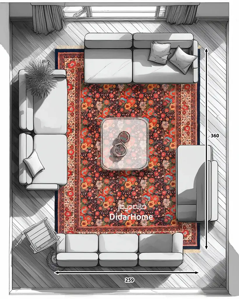 فرش دستباف بیجار طرح افشان نه متری